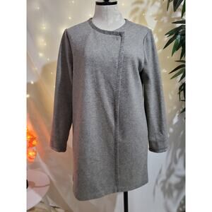 Tahari Wool Gray Wrap Cardigan Sweater Womens Size S Neutral Lagenlook Jacket